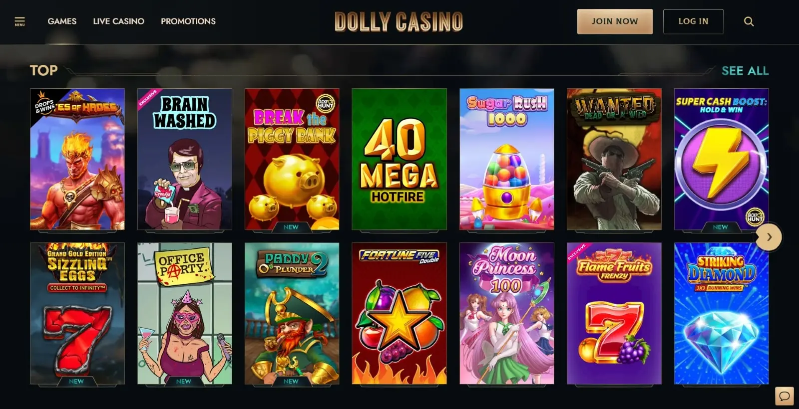 Schermata del casinò